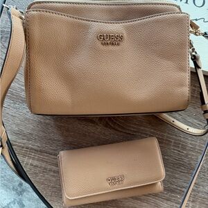 GUESS Beige Crossbody Bag and Wallet Set